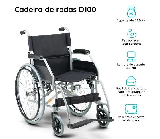 Cadeira de Rodas Dobrável em Aço até 120 Kg D100 Dellamed Cadeira de Rodas Dobrável em Aço até 120 Kg D100 Dellamed